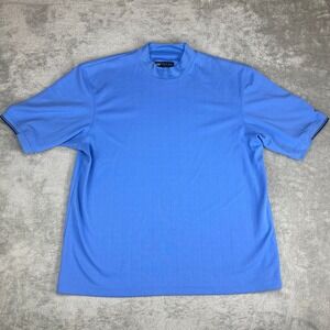 Wedge Golf Shirt Men's Large Blue Short Sleeve Mock Neck Performance Tee